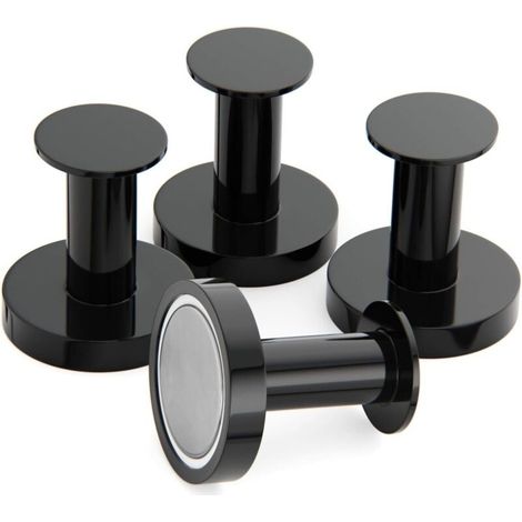 Porte Manteaux Aimantés pour Accrocher Manteaux et Sacs, 4 Crochets Muraux Noirs Extrêmement Solides, Porte Manteaux pour Porte avec Aimant en Métal Néodyme Rare, Crochets Porte de Frigo