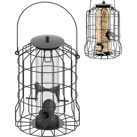 Mangeoire pour oiseaux d'extérieur – en métal avec 4 ports d'alimentation grand anti-obscurcissement Alimentation suspendue pour oiseaux d'extérieur – Pour attirer et observer les pinsons (1/5)