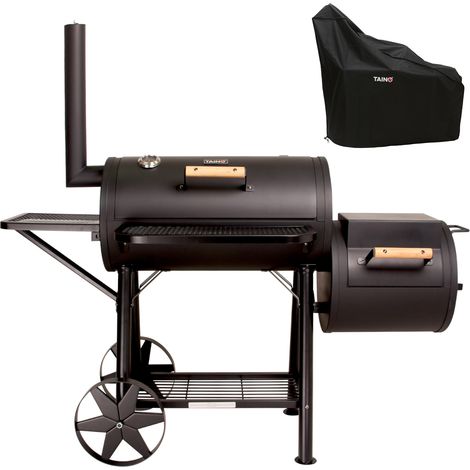 Fumoir charbon TAINO Yuma 90 kg – Acier laminé à froid 3,5 mm – 2 chambres de cuisson – Thermomètre intégré – Housse incluse (1/5)