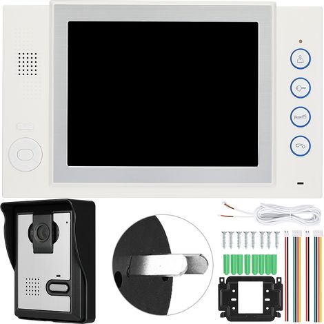 Kit vidéophone filaire LCD 8 pouces avec sonnette, système de sécurité, déverrouillage, 100-240V, AU (1/5)