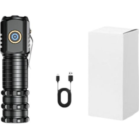 Mini lampe torche haute intensité 15 W, rechargeable, en alliage d'aluminium, idéale pour la maison, l'extérieur, la randonnée, le camping et les secours (1/4)