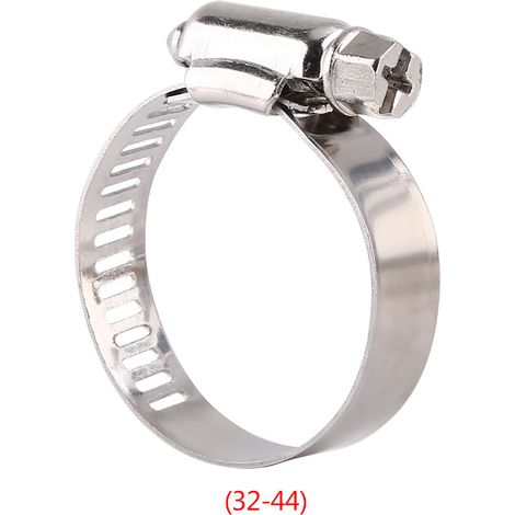 Stainless Steel Adjustable Screw Band Hose Clamps Fuel Worm Gear Clips (32mm-44mm)