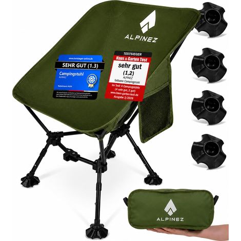 Chaise de camping pliable facilement réglable en hauteur - Petite taille - Chaise de pêche ultra légère - Chaise de plage (1/5)