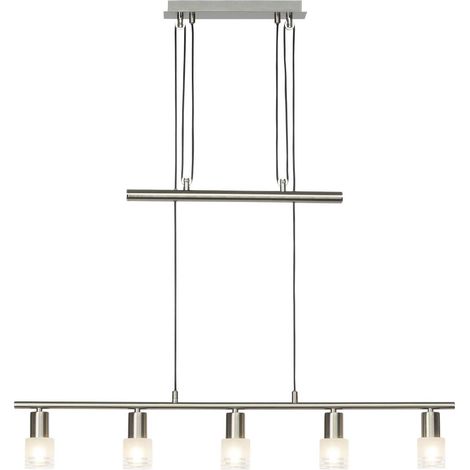 BRILLIANT Lampe Lea LED Pendelleuchte 5flg eisen/chrom 5x LED-D45, E14, 4W LED-Tropfenlampe inklusive, (450lm, 2700K) Höhenverstellbar durch Gegengewicht (1/2)