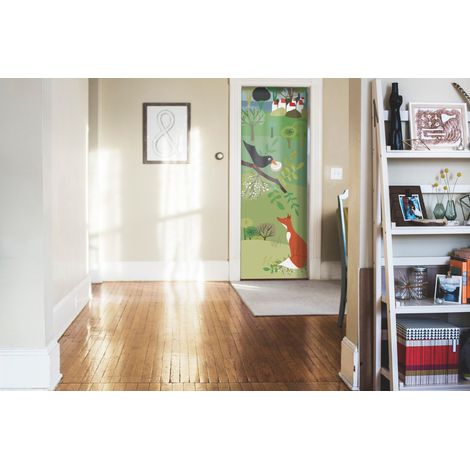 Sticker Mural Corbeau et Renard, Déco Chambre Bébé/Enfant, 83x204cm, Idée Cadeau Enfant, Décoration Murale Originale (1/3)