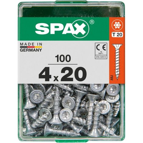 SPAX Universalschraube, 4 x 20 mm, 100 Stück, Vollgewinde, Senkkopf, T-STAR plus T20, 4CUT, WIROX - 4191010400202 (1/3)