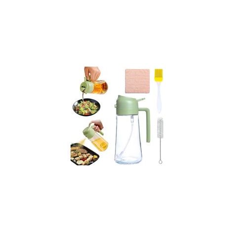 470 ml Vaporisateur Huile Cuisine 2 en 1 en Verre Renforcé Kit avec Brosse à Huile, Brosse de Nettoyage & Essuie-Tout Qualité Alimentaire Pour Cuisson, Air Fryer, Grillades, Salades & Pâtisserie