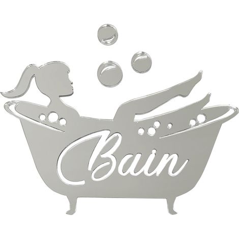 Plaque de Porte Bain.- Plexi miroir argent - (1/5)