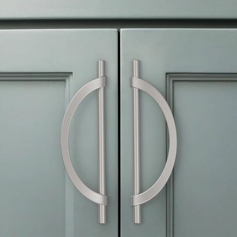 Poignée de meuble de cuisine argentée, 2 pièces, avec vis, en alliage de zinc, idéale pour les bureaux et les tiroirs, espacement des trous : 128 mm (1/5)