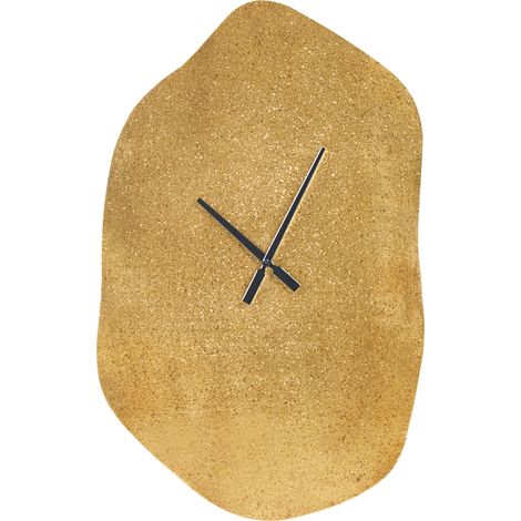 Reloj de pared aluminio 78x50 cm acabado latón forma irregular manecillas negras decoración Ganges