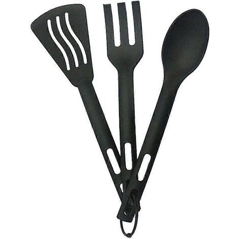 Ensemble de 3 couverts suspendus en plastique pour l'extérieur, comprenant pelles, cuillères et fourchettes portables-24.6x6.5cm-Black (1/4)