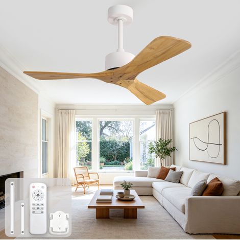 Ventilador de techo de 42 pulgadas sin luz, 3 aspas de madera, 6 velocidades, mando DESVIAE (1/5)