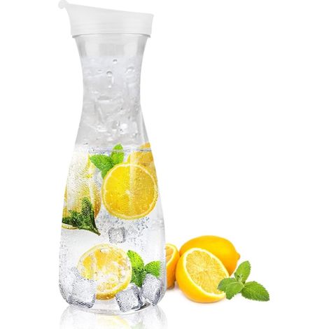 Pichet à Jus en acrylique Bouteilles de Plastique Transparent carafes eau avec bouteille couvercle rabattable pour barre thé glacé (1/5)