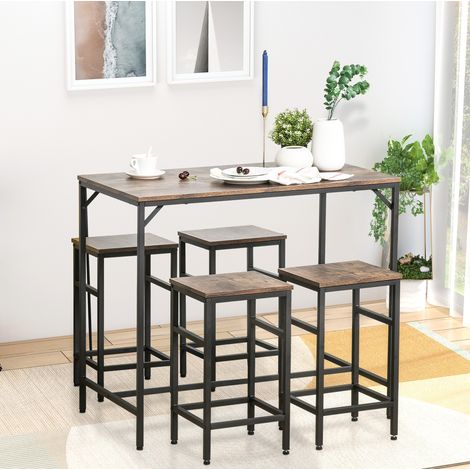 Mesa alta 100x60x88 cm de madera y acero, marrón/negro, ahorro de espacio – MEUBLIV (1/5)