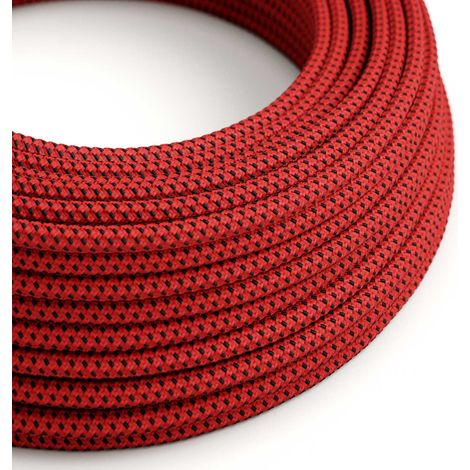 Creative-Cables Cavo elettrico rivestito in tessuto, 2 x 0,75 mm², 1 m, Red Devil RT94, Rotondo, effetto seta