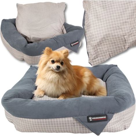 Coussin moelleux pour chien et chat, petit format - Bleu/Gris (1/5)