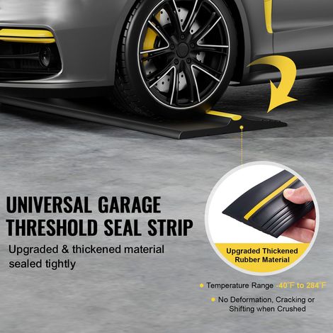 Joint de seuil de porte de garage PVC noir 3 m adhésif, bourrelet sol anti-intempéries universel, garniture basse renforcée pour garage maison (1/5)