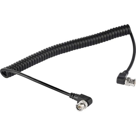 Câble BNC 6G HD SDI - Câble d'extension spiralé - 75 Ohm - Câble coaxial RF pour caméras vidéo 4K (tous les deux à angle droit) (1/2)
