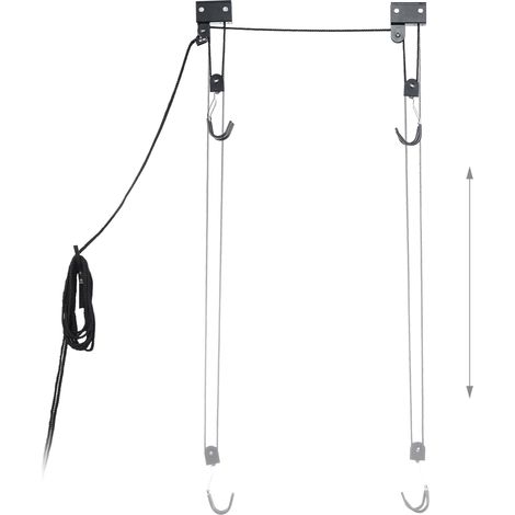 Sollevatore da soffitto per bicicletta stoccaggio salva-spazio garage 57 kg in metallo nero 130004092