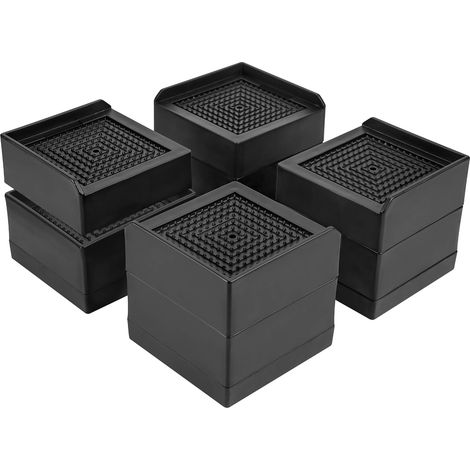 Lot de 4 Rehausseurs de Meuble, Blocs de Levage de Meubles, Echasses Robustes de 7.5cm pour Lit, Canapé, Bureau, Rehausseurs de Pieds de Meubles (1/5)