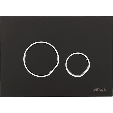 Plaque de déclenchement DUO - double débit - Noir satiné, bague chromé brillant - Nicoll (1/3)