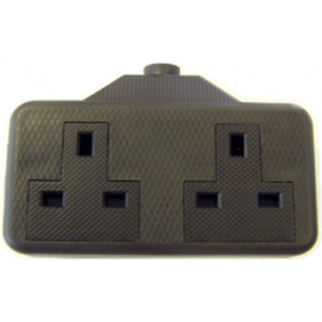 Dencon 13A 2-Gang Black Trailing Socket for Home/Office (1/2)
