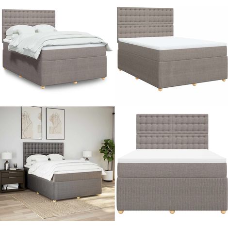 Sommier à lattes de lit avec matelas Taupe 140x190 cm Tissu - Sommier - Matelas à ressorts ensachés