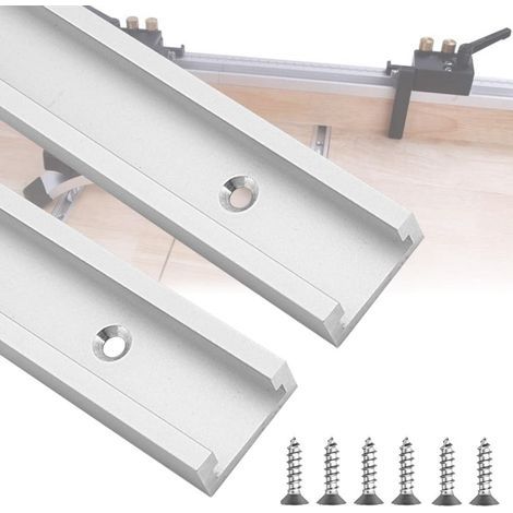 GENERIC-Rail en T 40 cm en alliage d'aluminium – 6 vis autotaraudeuses M4 – Résistance à la corrosion – Pour scie sur table et menuiserie (1/5)