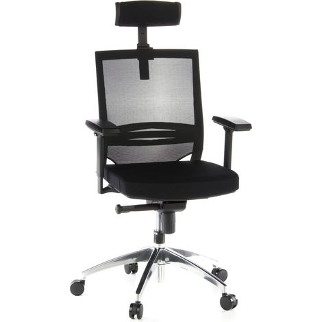HJH Office 657240 Sedia da Ufficio PORTO MAX Tessuto/Rete, Poltrona Girevole ergonomica, Sostegno lombare regolabile, Nero (1/5)