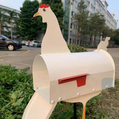 Boîte Aux Lettres Animal - Cheval Vache Poulet - Métal Revêtu Anticorrosion - Décoration Extérieure Jardin Ferme - 1 Pièce