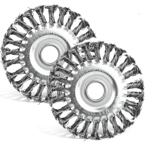 Set of 2 Round Brushes, Ø125 x 22 mm Wire Brush for Angle Grinder, Round Woven Brush, Disc Brush, Steel Brush Wire, With Braided Wire Brush Bristles, For Angle Grinder Bits (1/5)