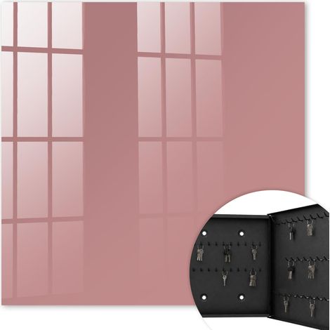 Armoire à clés - (30 cm x 30 cm) - Boîte à clés murale - Coffret de rangement pour clés - Couleur noire - Ouverture vers la droite - Pour maison et bureau - Bordeaux vif (1/5)