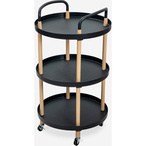 Lebensmittelwagen rund 3 Ablagen Design Nordic Räder Biky Plus - Schwarz
