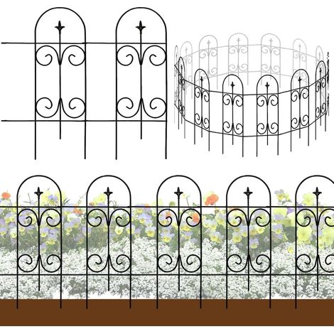 Bordure de clôture de jardin décorative en métal 82 cm x 6,1 m - Panneaux de clôture en fer forgé antirouille pour parterres de fleurs, arbres, barrière d'animaux (1/5)