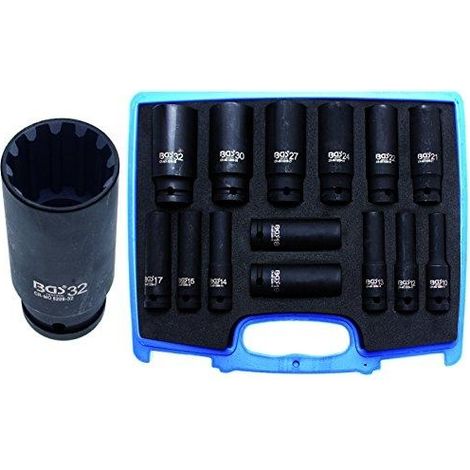 kfz-werkzeug-import Set de vasos de impacto negro 14 piezas