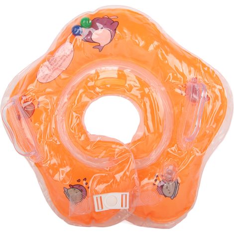 Bébé Flotteur Cou Double Buse Air PVC Double Coussin Antifuite Anneau Natation Orange (1/5)