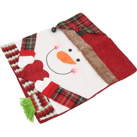 Housses de dossier de chaises de salle à manger pour Noël, faciles à installer, douces, anti-rides et antidérapantes, motif bonhomme de neige. Idéales pour la salle à manger. (1/5)