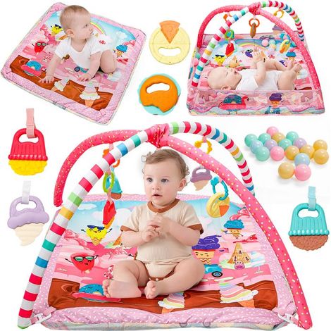 Tapis d\'éveil bébé 3 en 1 PIMPIMSKY, Tapis remplaçables, Avec 5 Jouets D\'éducation Précoce, Adapté aux Nouveau-né (1/5)