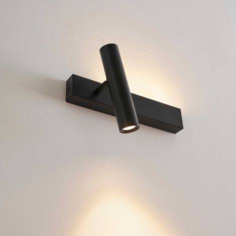 Schwarze Wandleuchte für das Bett mit Leselicht links -Lodvi