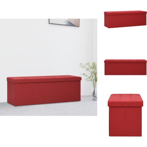 Truhen- & Flurbänke - Living Faltbare Sitzbank mit Stauraum Weinrot Leinenoptik (1/5)