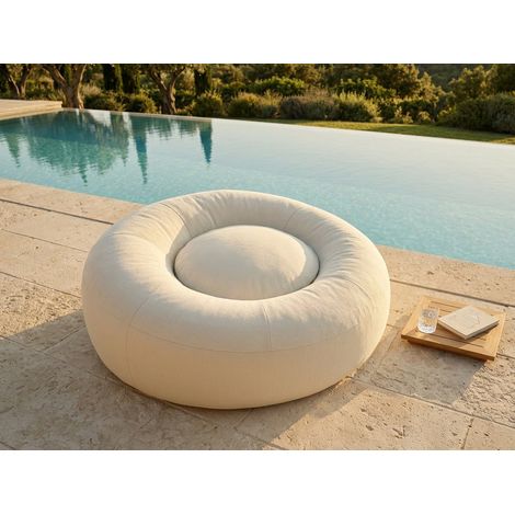 BOBOCHIC - Pouf extérieur avec bâche de protection ELOANE Beige (1/5)