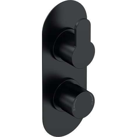Nuie Arvan Thermostatic Concealed Shower Valve Dual Handle - Matt Black (1/3)