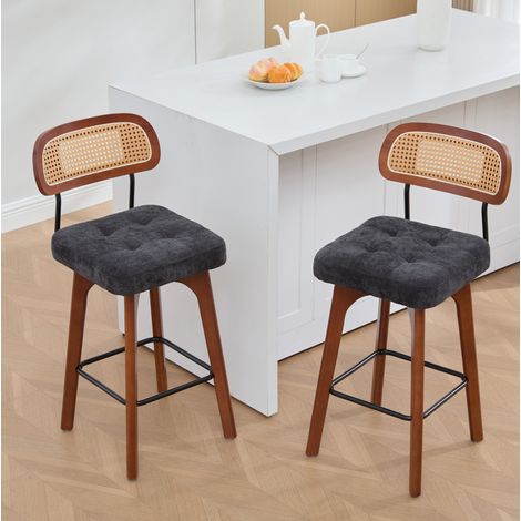 Set di 2 sgabelli da bar girevoli a 360° 44x51x96 cm in legno nero - CHICFURN (1/5)