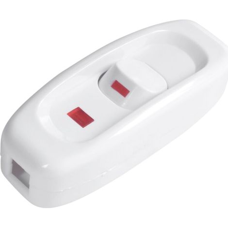 Kompakte weiße Kunststofflampe mit integriertem Kabel und Schalter. (1/4)