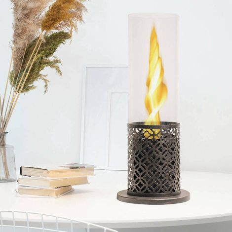 Dmora - Bioethanol-Kamin Alme, Ökologischer Kamin, Rauchfreies Feuer, Heizung mit Ethanol, Made in Italy, 20x20 h50 cm, Weiß