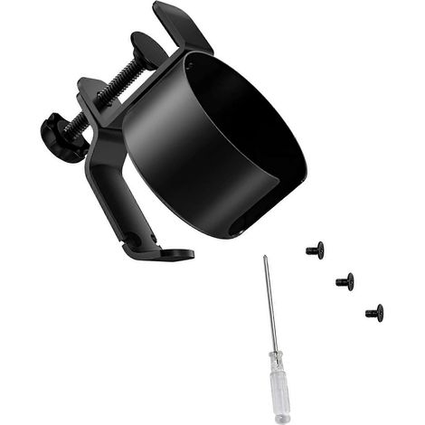 Organiseur de bureau peu encombrant avec support rotatif pour casque audio en alliage d'aluminium et porte-gobelet peut contenir des bouteilles d'eau et des écouteurs noir. (1/5)