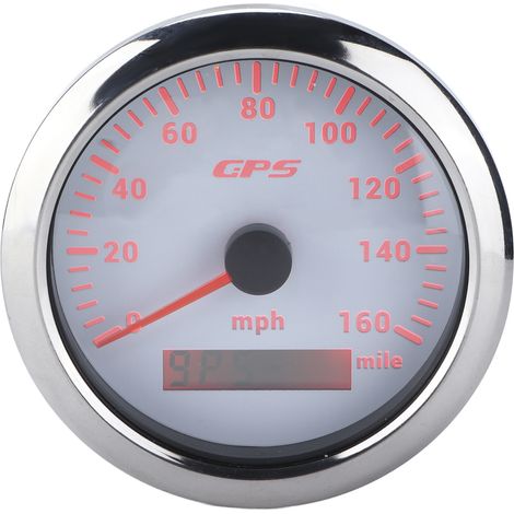 Compteur de vitesse GPS de 3,3 pouces, mesurant de 0 à 160 mph, rétroéclairé, étanche IP67, convient aux voitures, camping-cars, bateaux et yachts, cadran blanc. (1/5)