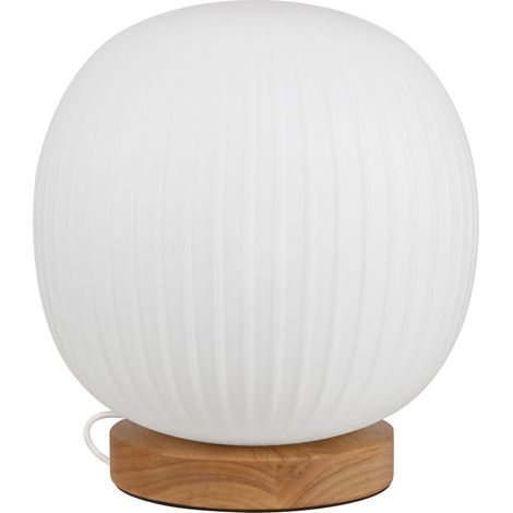 OSRAM OSRAM DECOR Lanterne en verre Lampe de table E27, 310mm, Bois DECOR, Hévéa/Métal/Verre, Câble textile