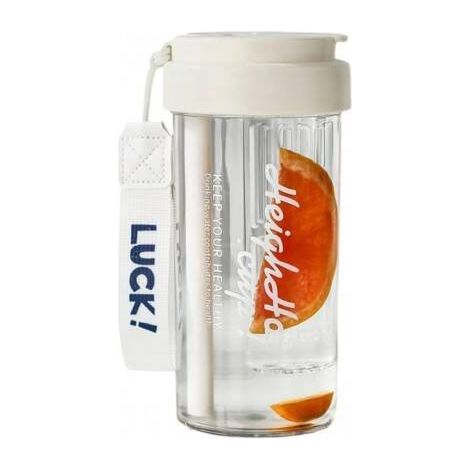 ECARLA Wasserflasche mit Korb und Strohhalm 600 ml Luck Beige BD32B (1/5)