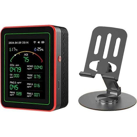 Détecteur de qualité de l'air Tuya WiFi 15 en 1. portable et domestique : mesure de l'IQA (PM0.3. PM1.0. PM2.5. PM10. CO. CO2. COVT. HCH). (1/5)
